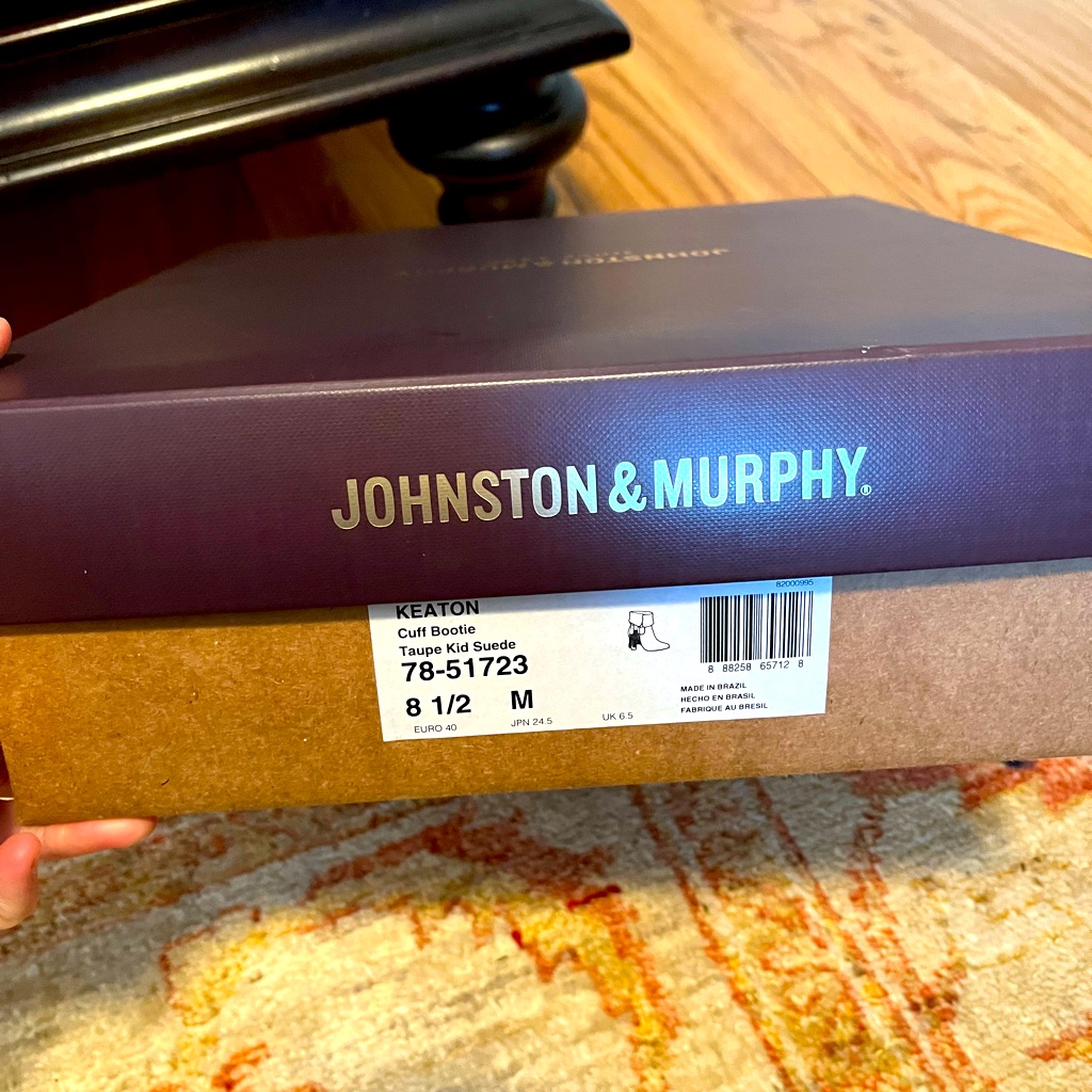 Brand New Johnson  Murphy Taupe Suede Booties Size 85m
